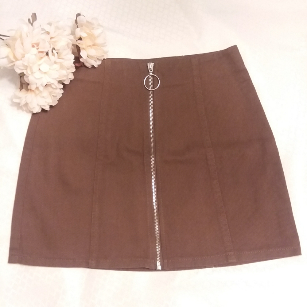 Chloe and Katie Dark Brown Denim Skirt